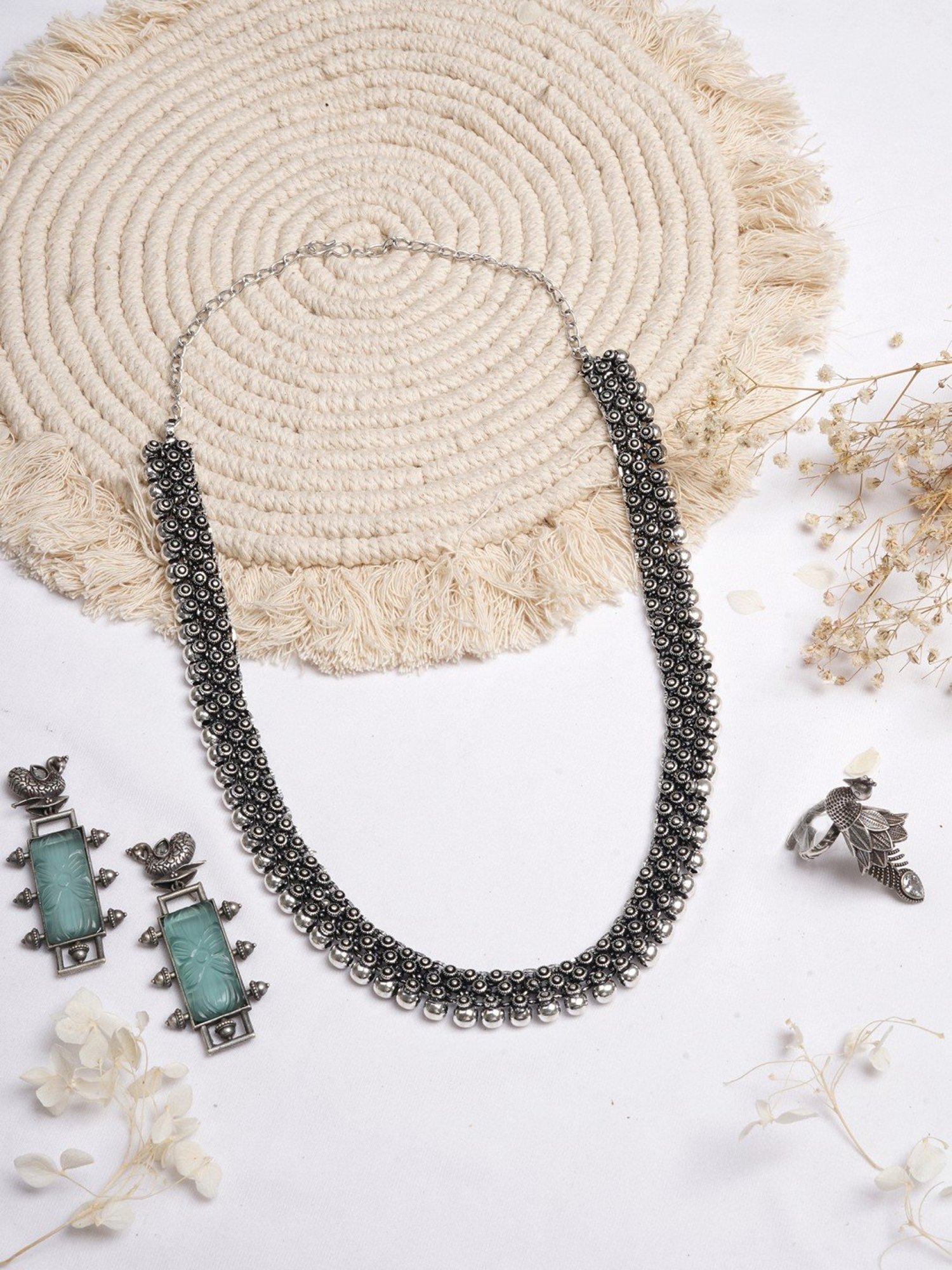 Teejh Pitara Collection Vijul Silver Oxidized Jewellery Set