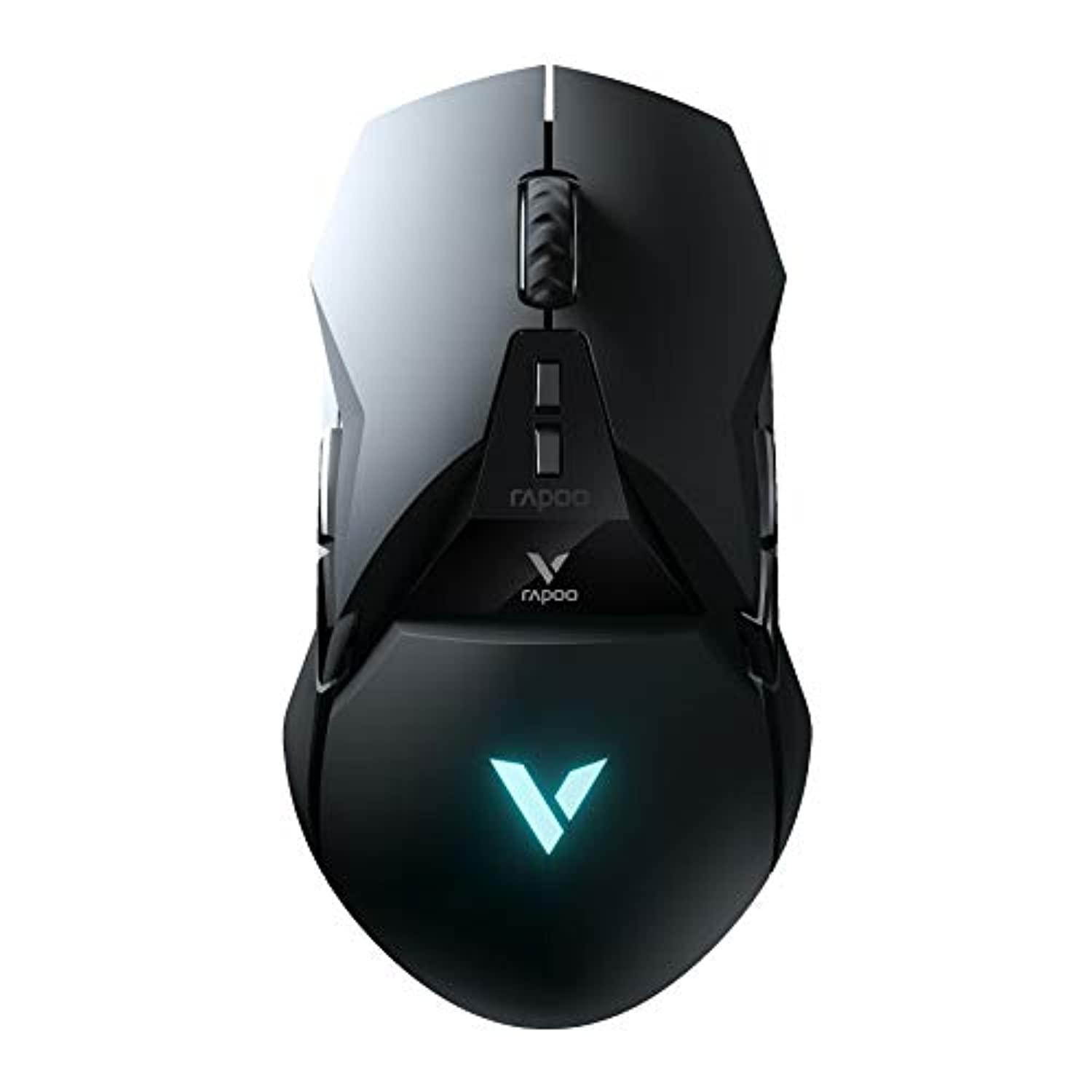 rapoo vt950 gaming wired/wireless mouse, tunable weights and rgb ergonomic game computer mice, 16,000 dpi - rapid charging batt