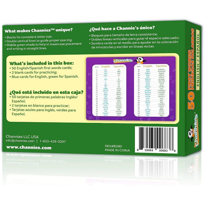 Channie's 50 First Spanish/English Dry Erase Flash Cards