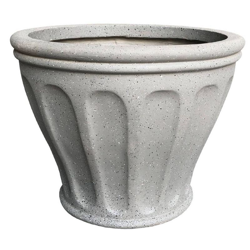 15.4" Kante Lightweight Classic Fluted Outdoor Urn Planter Granite Gray - Rosemead Home & Garden, Inc