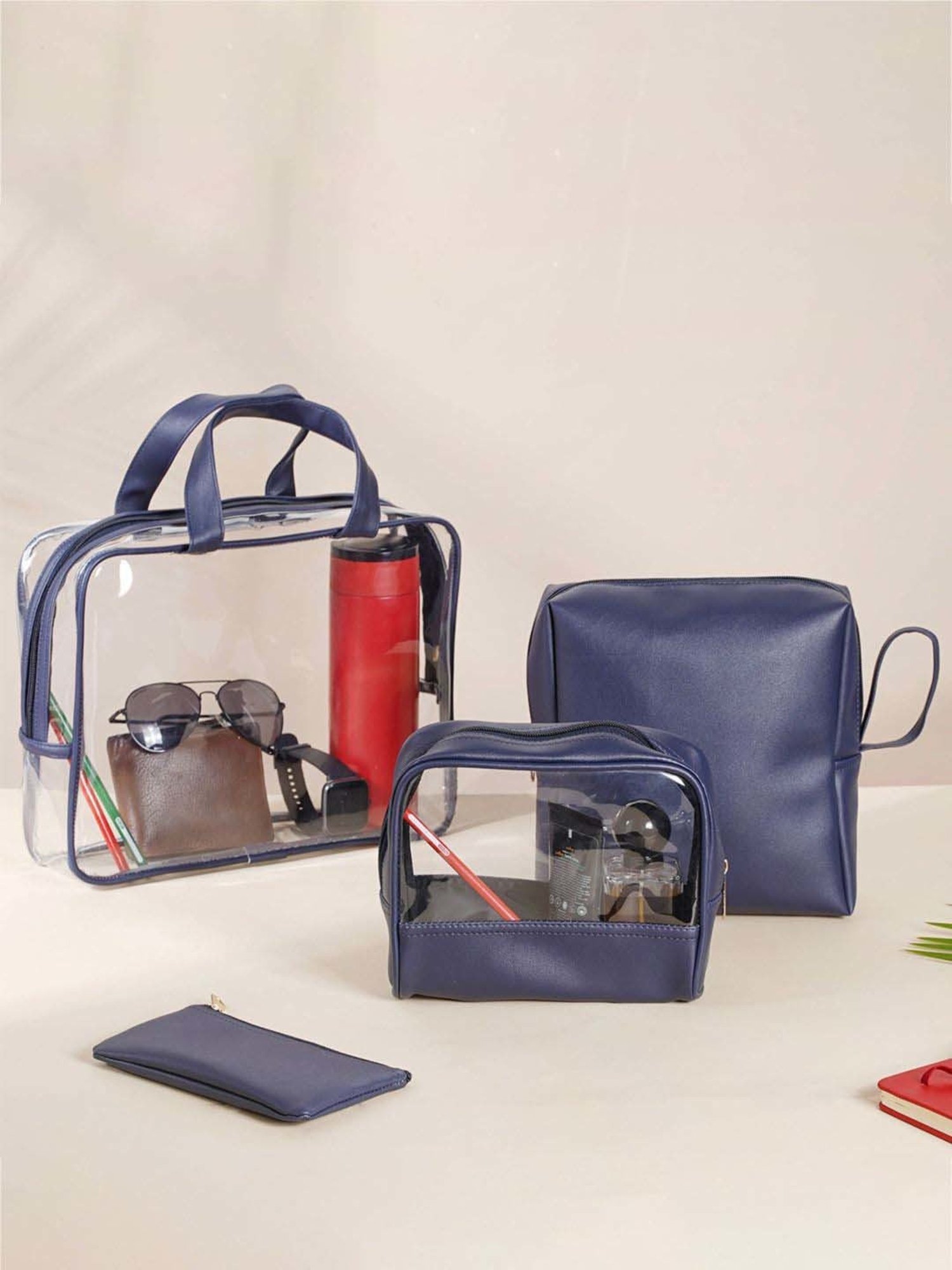 HOSTA HOMES Black Pvc Parachute Material Zipper Bag - Set of 2