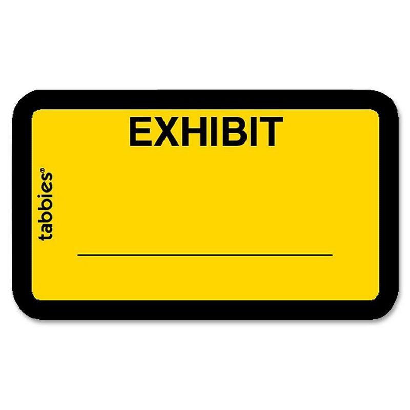 Tabbies Legal Exhibit Labels "Exhibit" 1-5/8"x1" 252/PK Yellow 58090