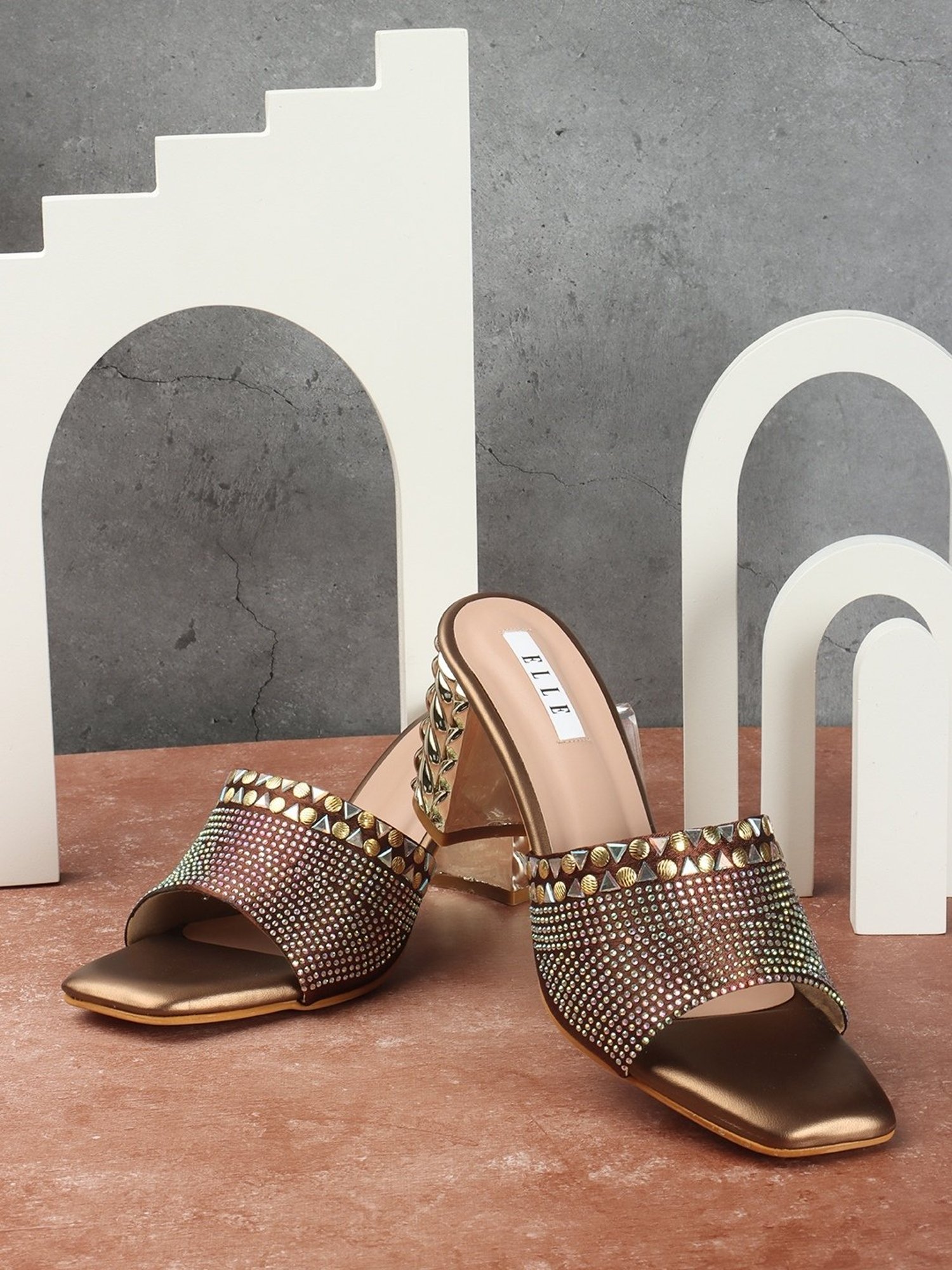 Elle Women's Antique Gold Ethnic Sandals