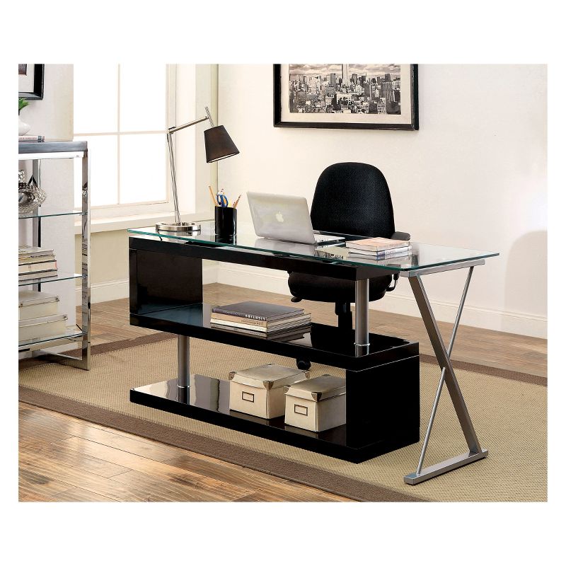 Nagini Swivel Computer Desk Glossy Black - HOMES: Inside + Out