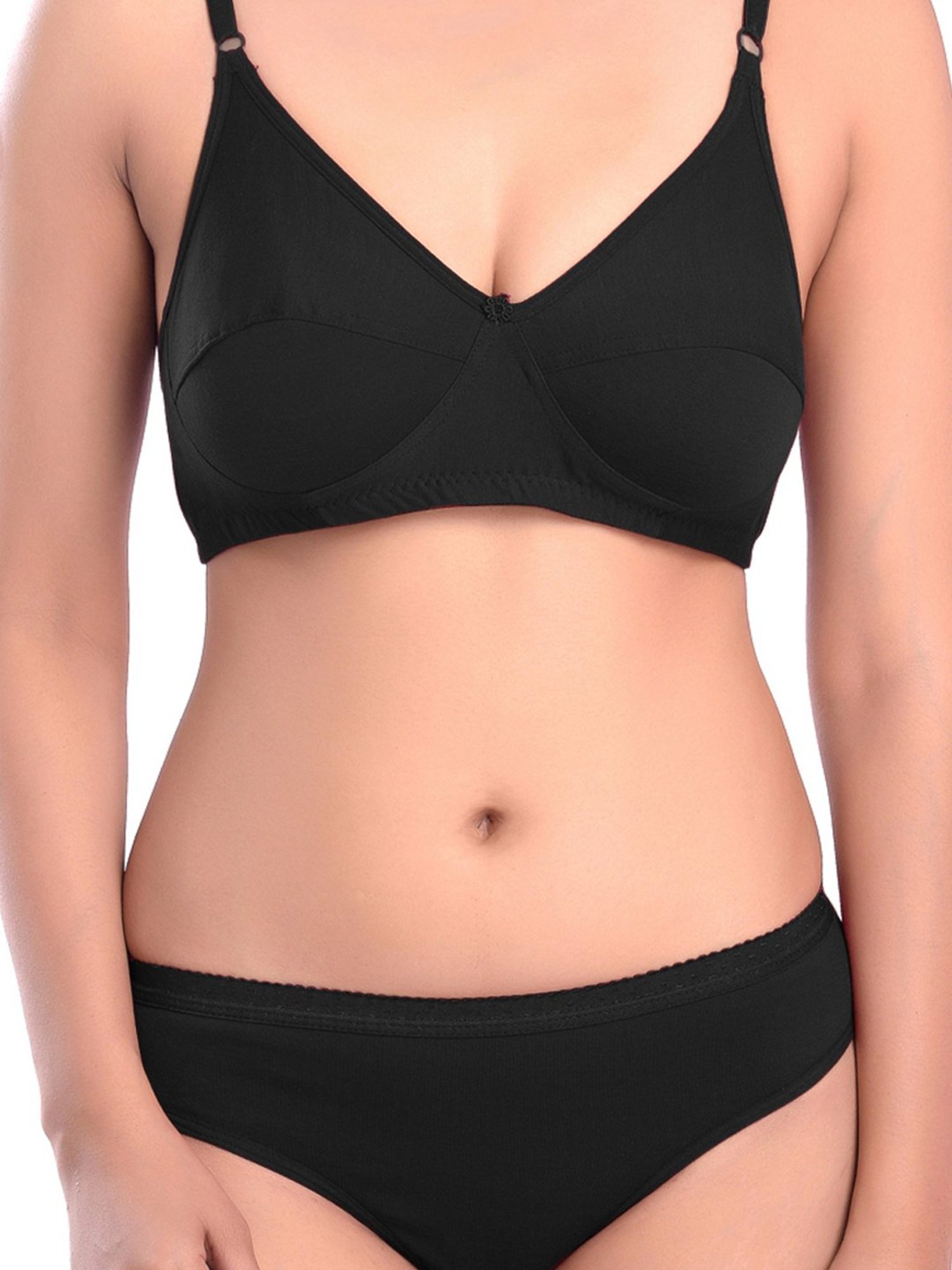 AROUSY Pink & Black Cotton Bra Panty Set - Pack Of 3