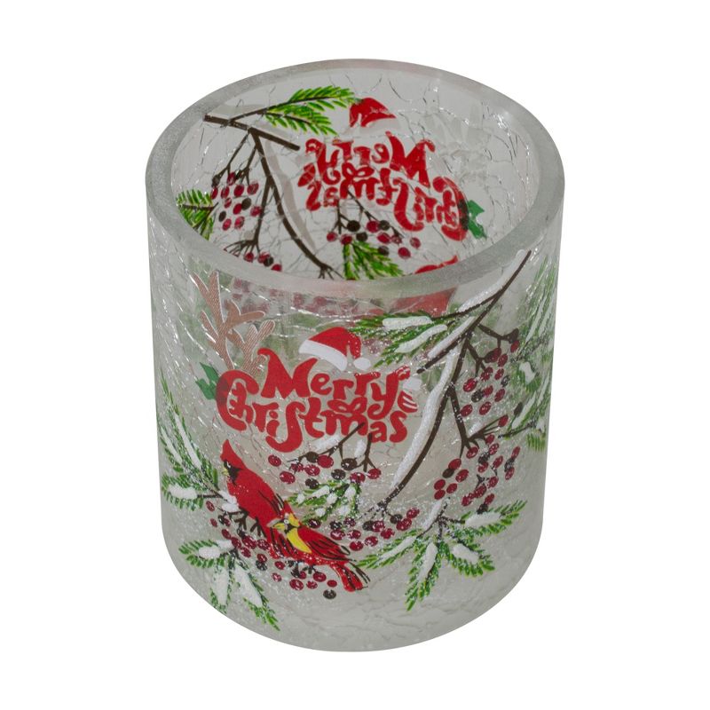 Northlight 2.75-Inch Cardinal and Pine Hand Painted Flameless Christmas Candle Holder