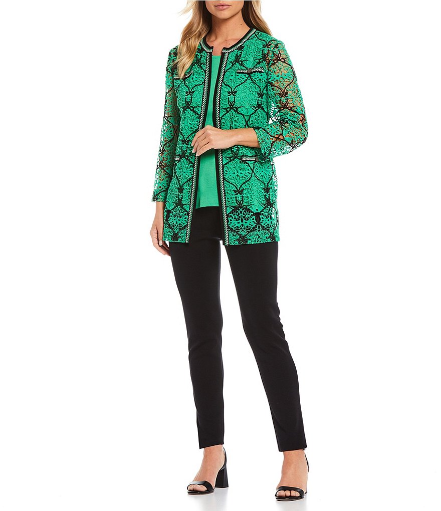 Misook Bracelet Sleeve Lace Pocket Jacket