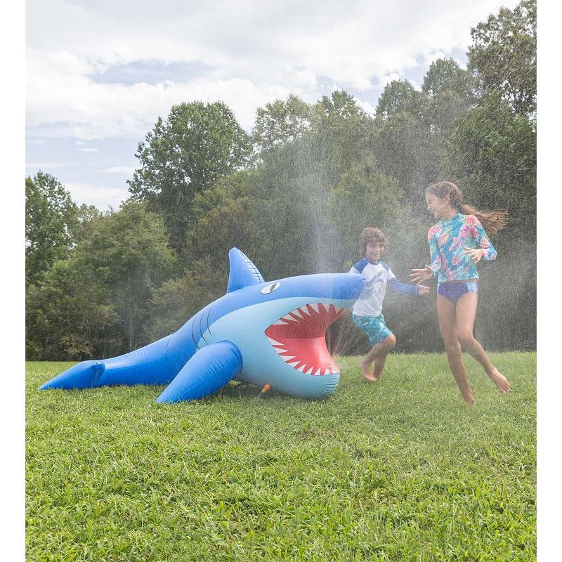 HearthSong - Kids 8'L Giant Inflatable Shark Sprinkler for Kids' Outdoor Active Water Play, 8'L x 4 1/2 'W x 3 1/2 'H