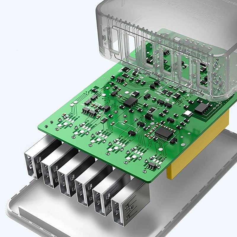 USB Charger  60W 12A 6-Port Desktop USB Charging Station with iSmart Multiple Port, Compatible iPhone 12 Mini SE 11 Pro Max XS XR X iPad Pro Air Mini Galaxy S10 Note 10 Tablet(White)