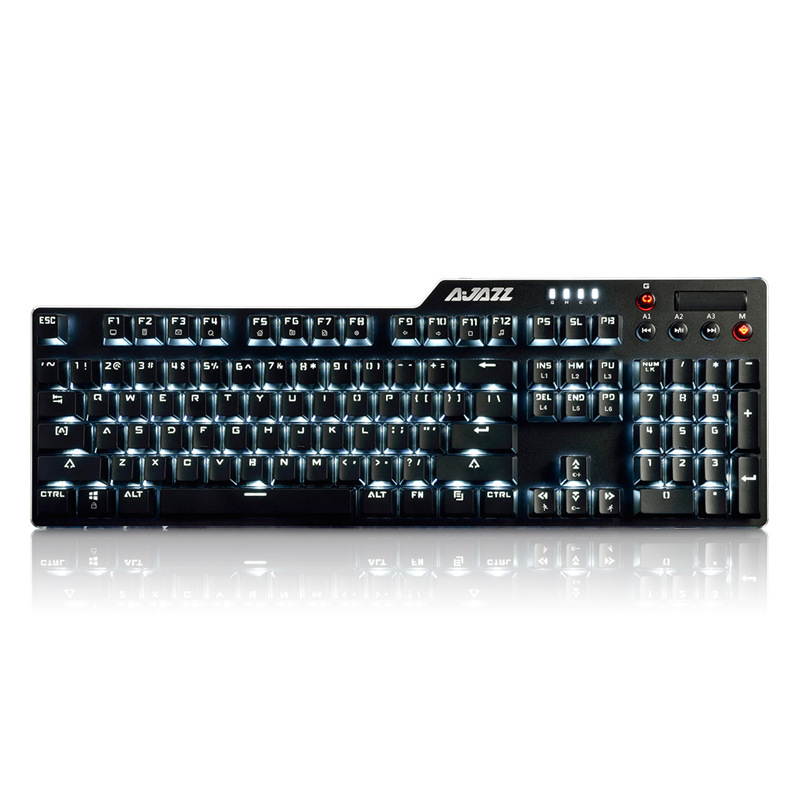 Ajazz AK35i Ergonomic Gaming Keyboard with 104 Full Anti-ghosting Keys+6 Special Keys/White LED Backlit USB Wired Mechanical Keyboard/Black