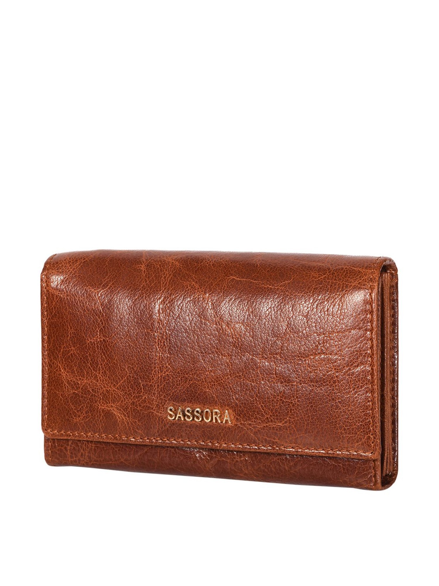SASSORA Brown Textured Rfid Wallet for Women