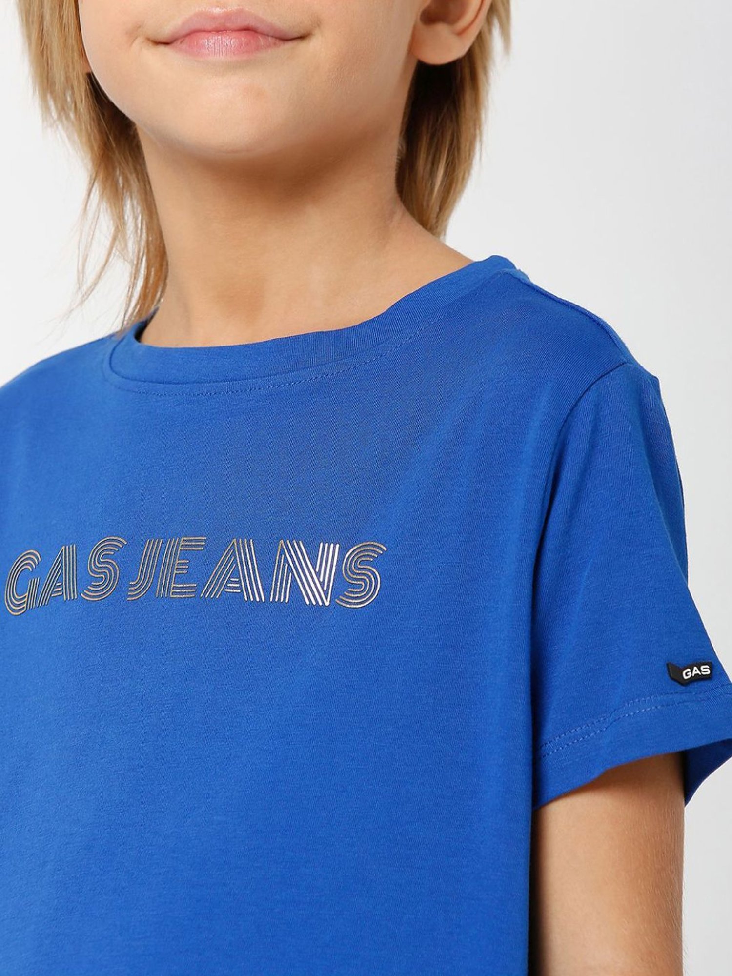 Gas Kids Blue Printed T-Shirt