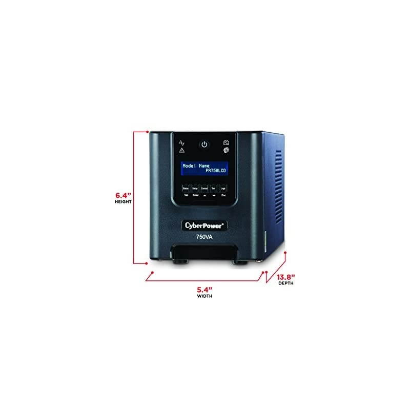 PR750LCD Smart App Sinewave UPS System, 750VA/525W, 6 Outlets, AVR, Mini-Tower