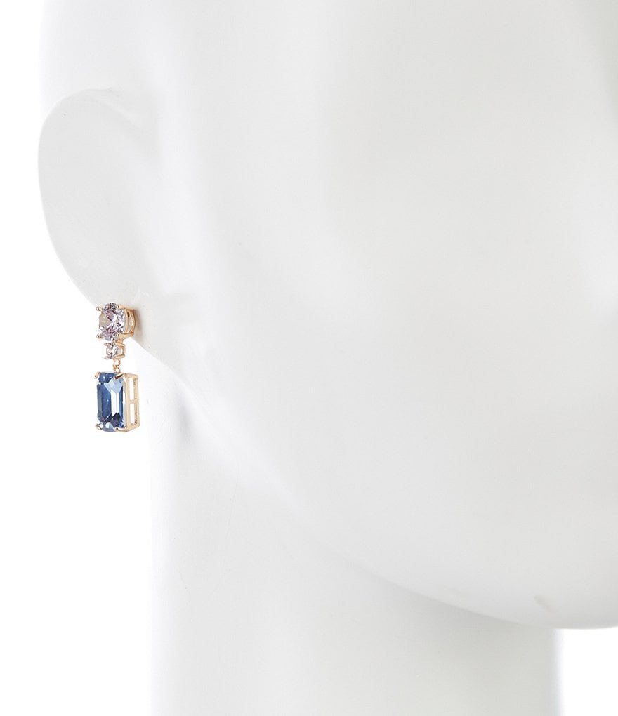 Gemma Layne Two Round Rectangle Multi Stone Drop Earrings