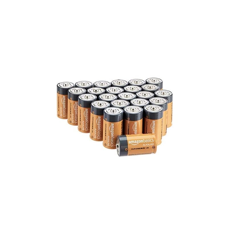 Basics 24 Pack C Cell All-Purpose Alkaline Batteries, 5-Year Shelf Life, Easy to Open Value Pack