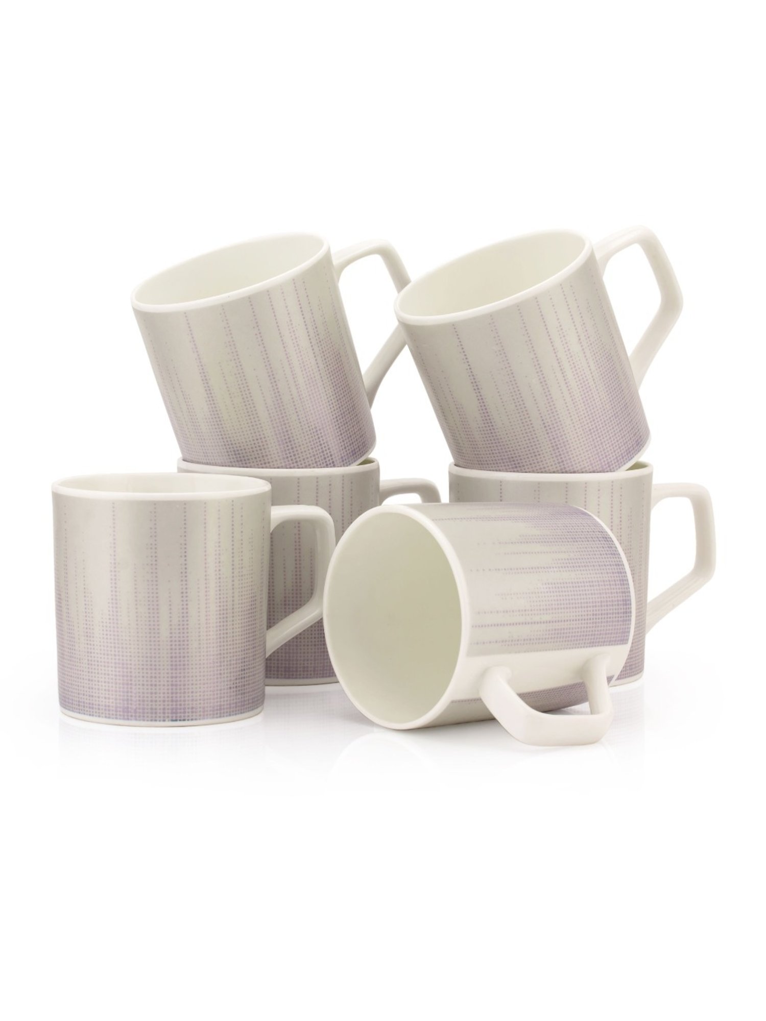 JCPL White & Red Ceramic Cup (0.18 L) - Set of 6