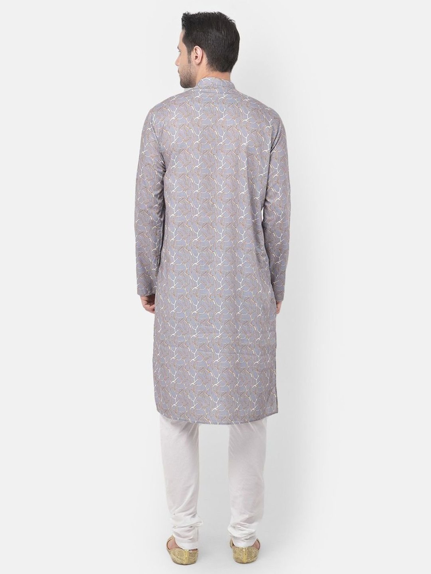 TABARD Grey Cotton Regular Fit Printed Kurta Bottom Set