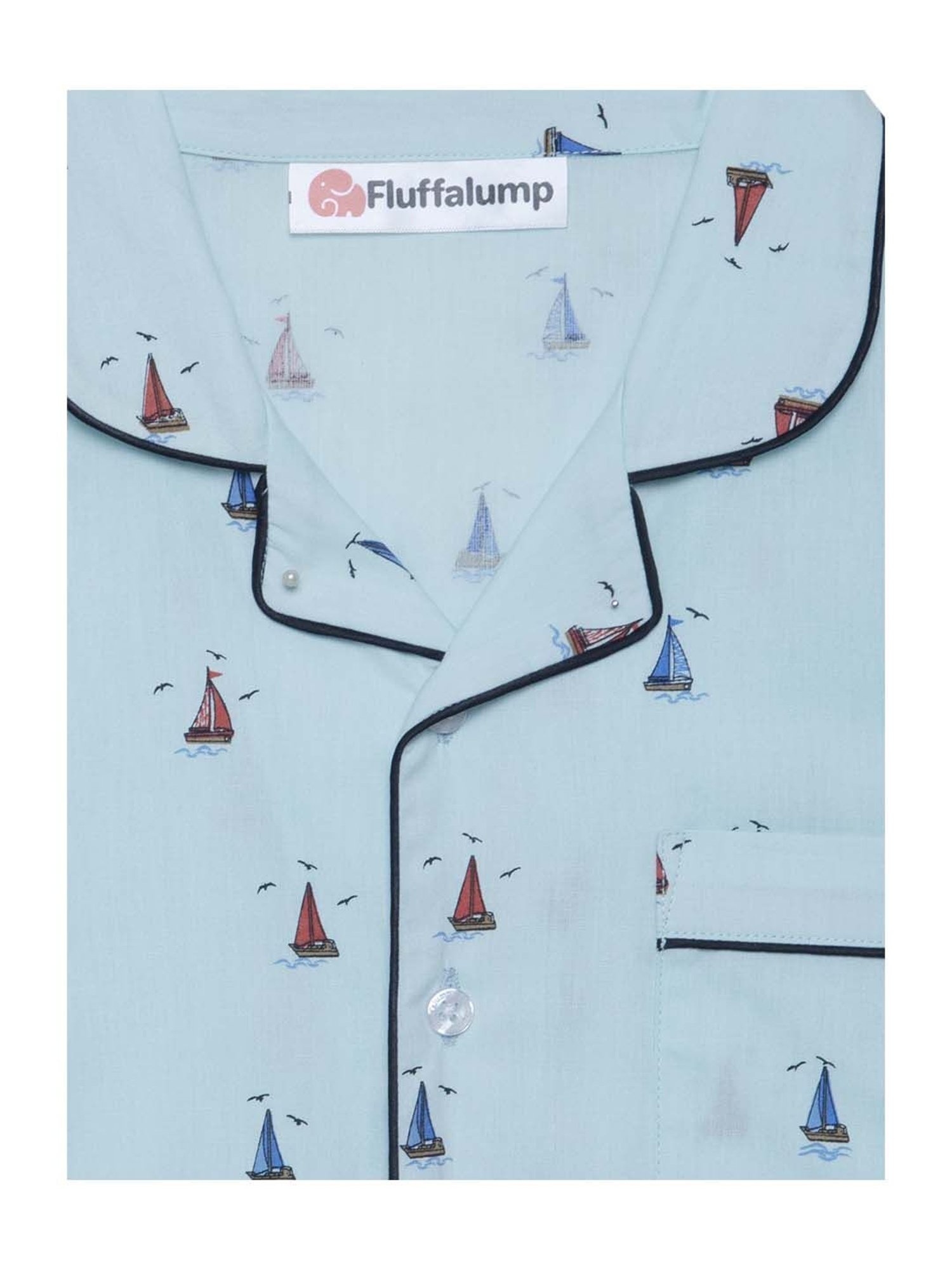 Fluffalump Boys Multicolor Cotton Printed Nightwear Top & Pants Set