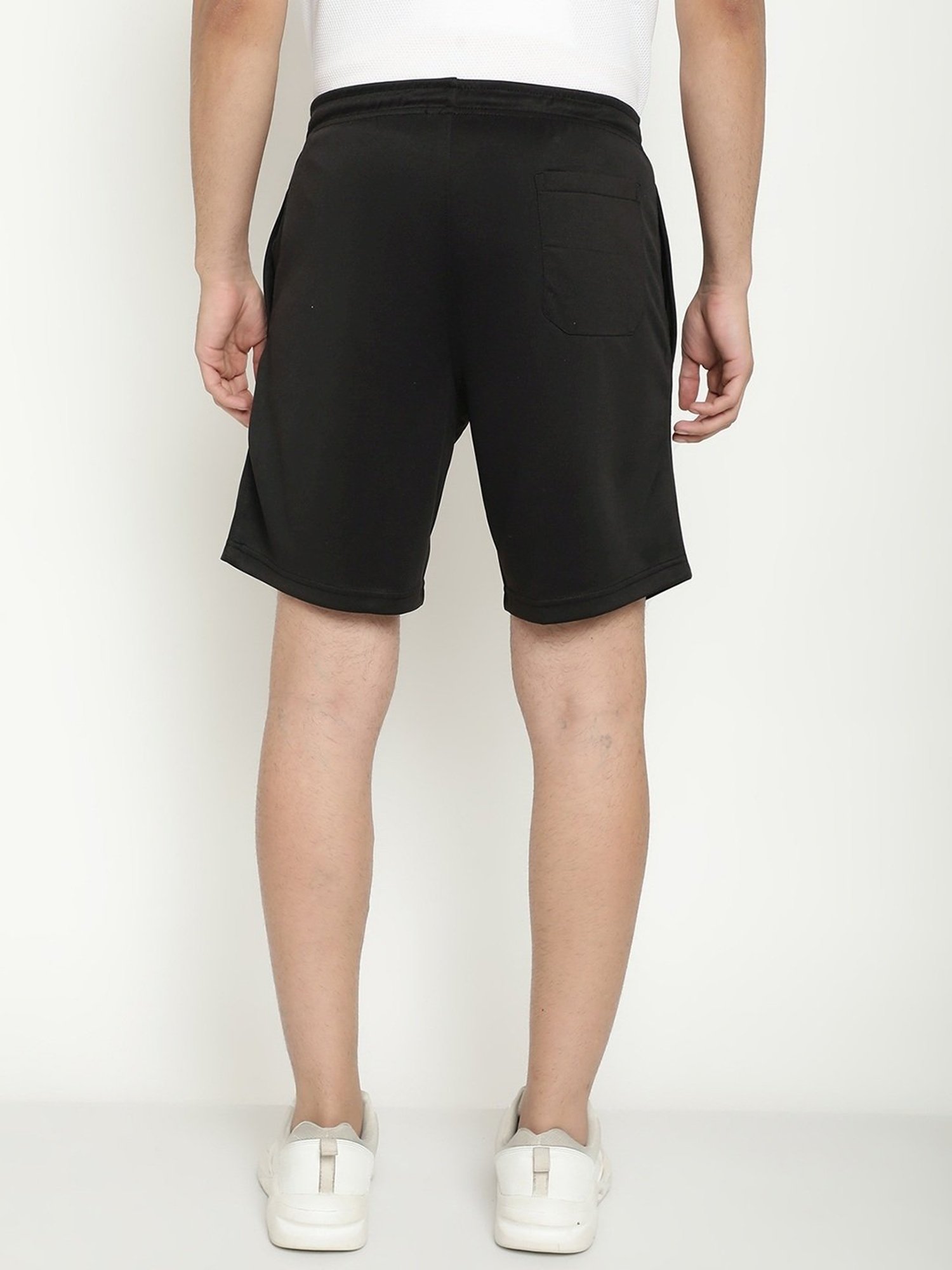 Octave Black Cotton Regular Fit Printed Shorts