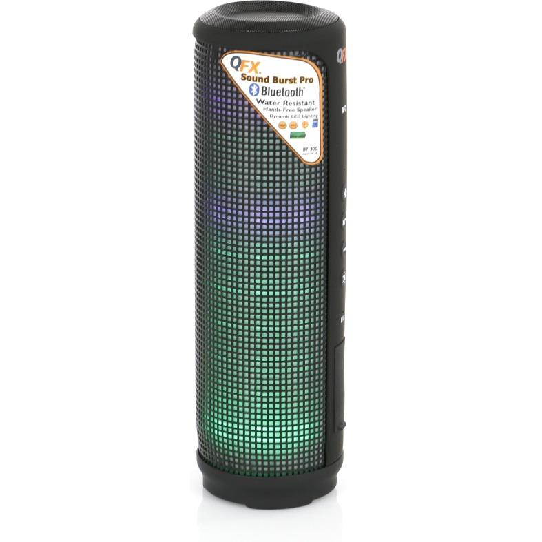 QFX BT-300 Sound Burst Pro Portable Speaker With Bluetooth/LED Lights/Mic (Black)