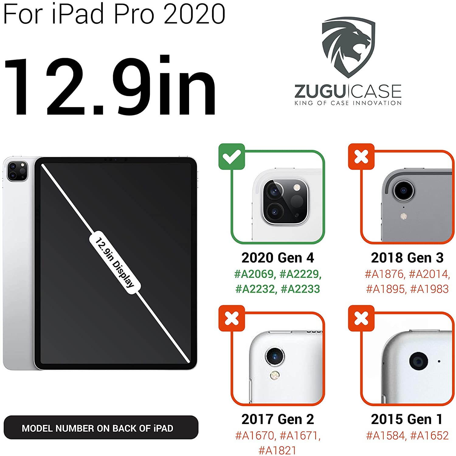 ZUGU CASE 2020 iPad Pro 4th Gen Alpha Case w/ Convenient Magnetic Stand - Thin Profile, Automatic Sleep/Wake - Navy Blue, 12.9 Inches