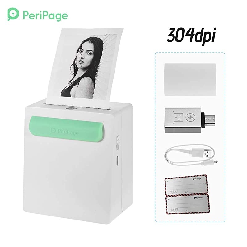 PeriPage A8 Portable Mini Pocket Wireless BT Thermal Printer Clip Design Receipt Label Memo Sticker AR Photo Picture Printer for Android iOS Smartphone Windows 304DPI