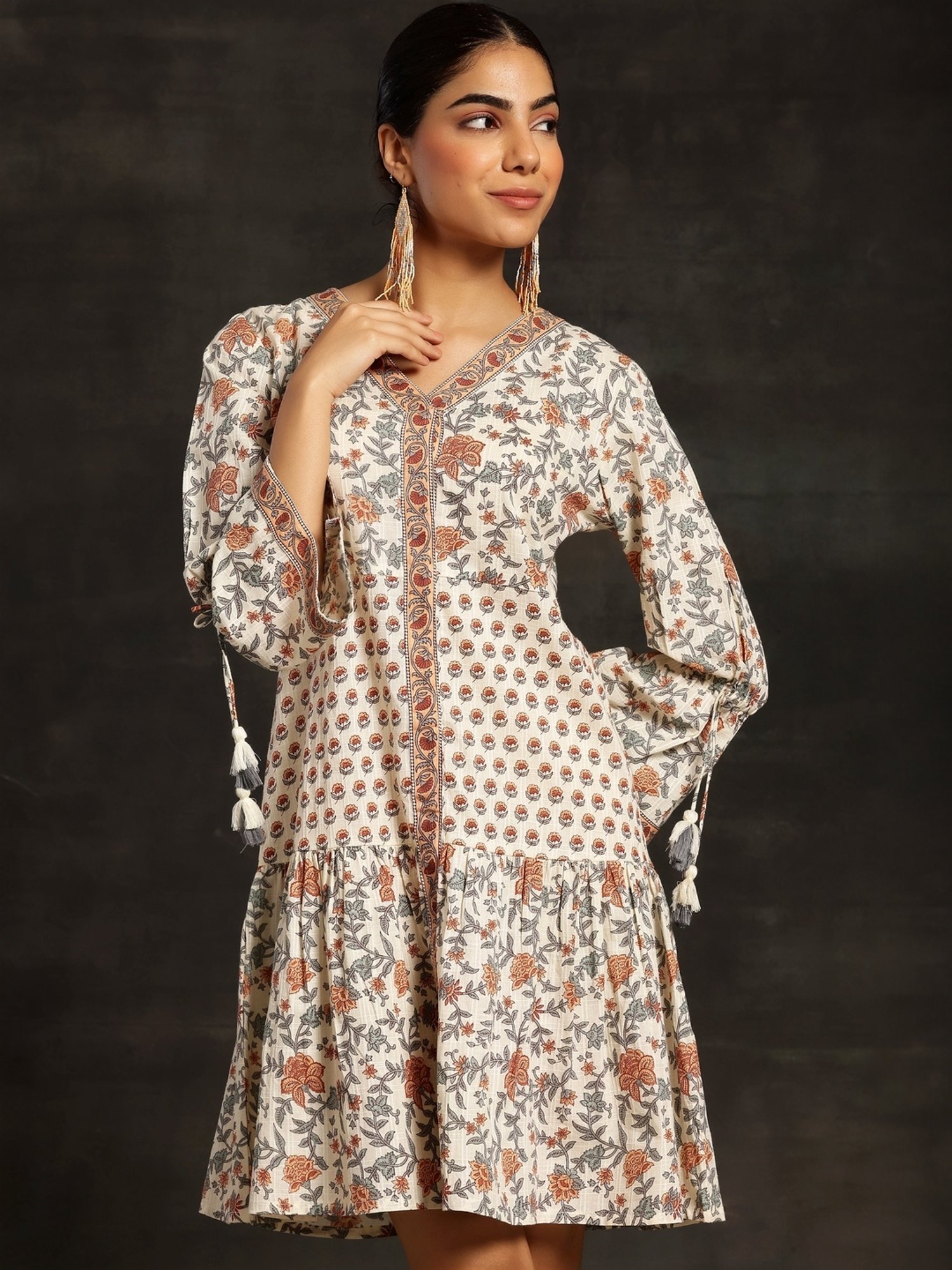 Saffron Threads Red Ethnic Dresses