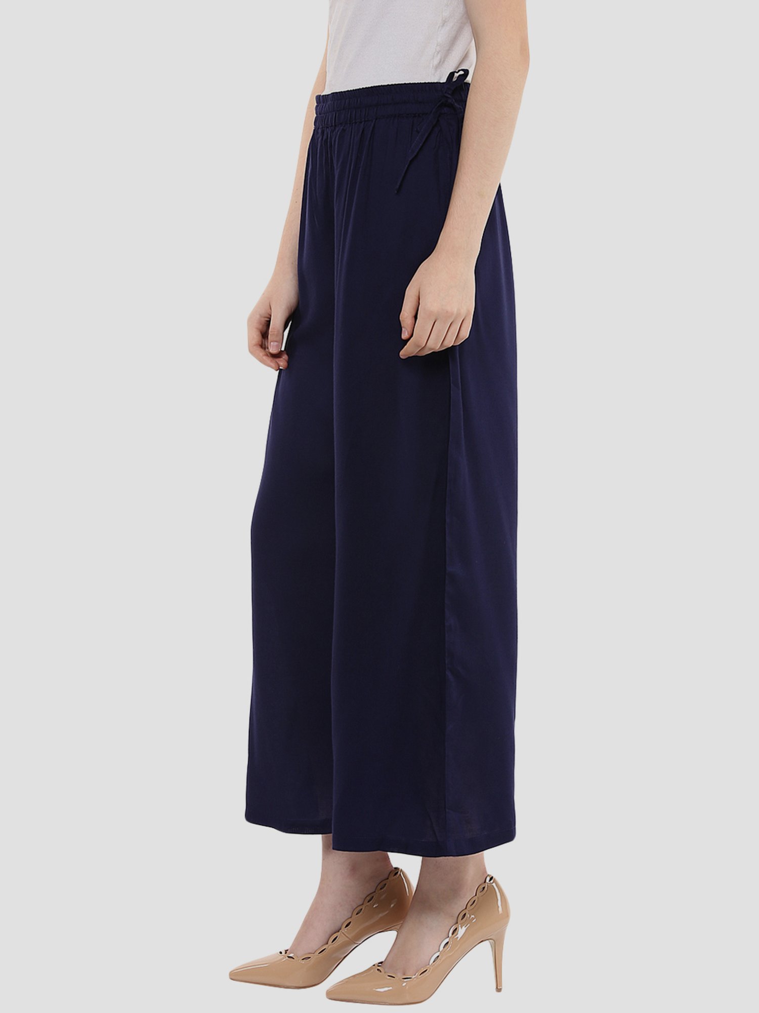 Sringam Navy Regular Fit Palazzos