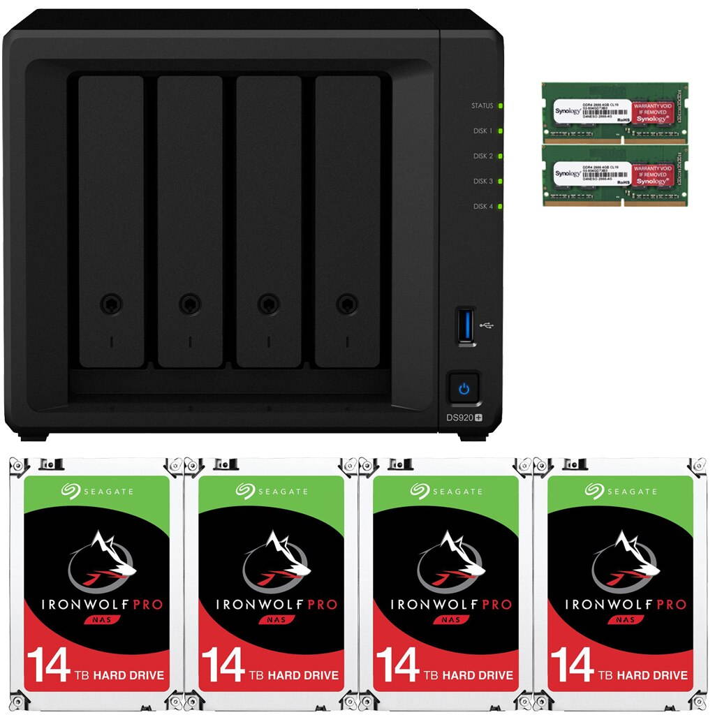 Synology DS920+ DiskStation with 8GB RAM and 48TB (4 x 12TB) of Seagate Ironwolf PRO Drives Fully Assembled and Tested By CustomTechSales