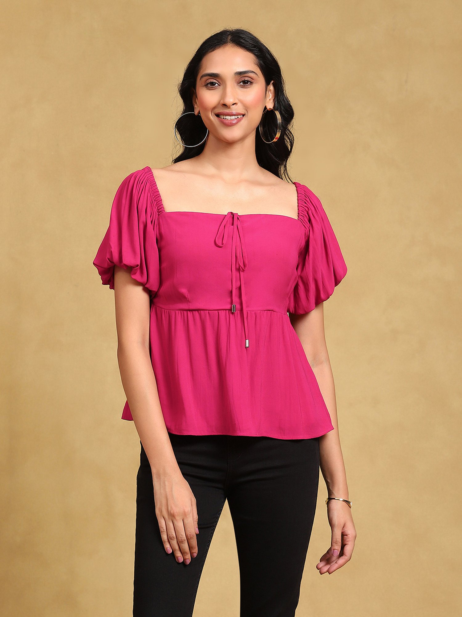 Label Ritu Kumar Pink Regular Fit Top