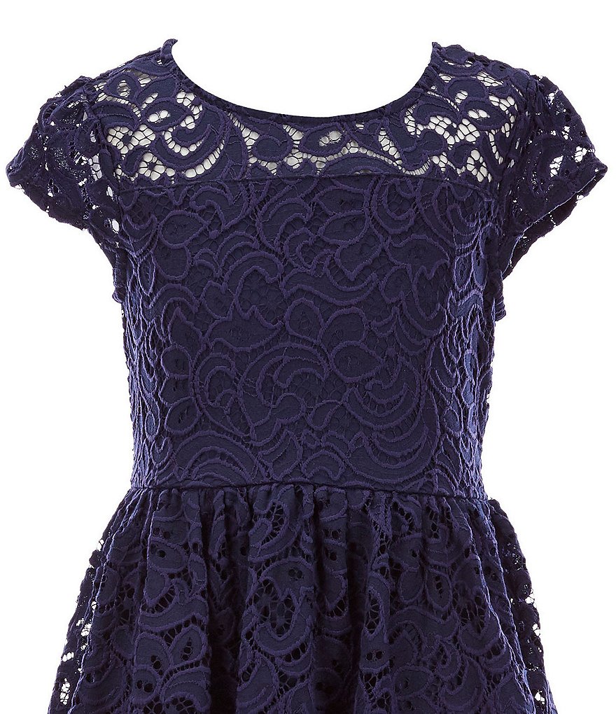 Xtraordinary Big Girls 7-16 Patterned-Lace Tiered Fit-And-Flare Dress
