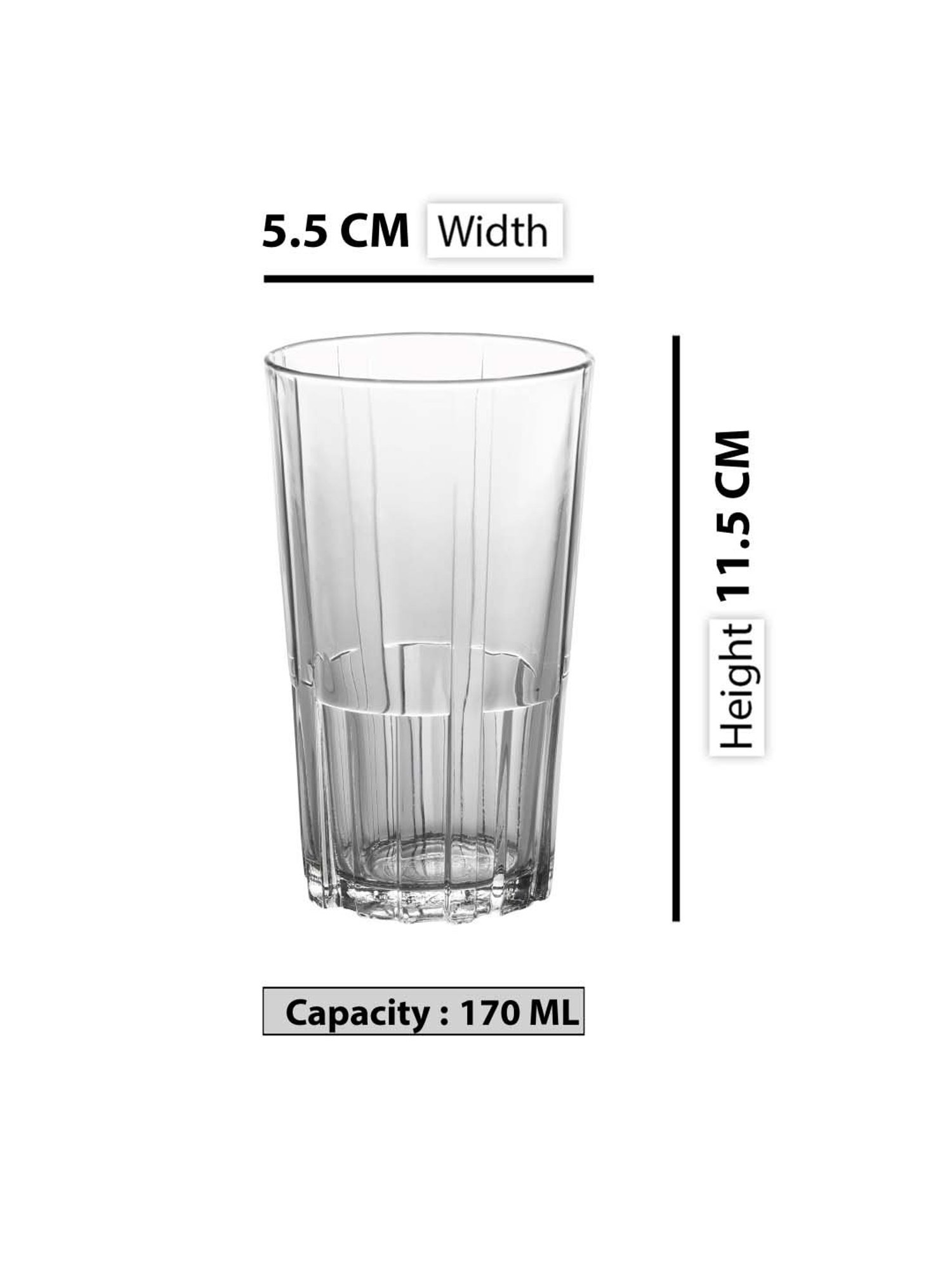 Duralex 'Jazz' Transparent Glass 18 cm Tumbler (0.17 L) - Set of 6