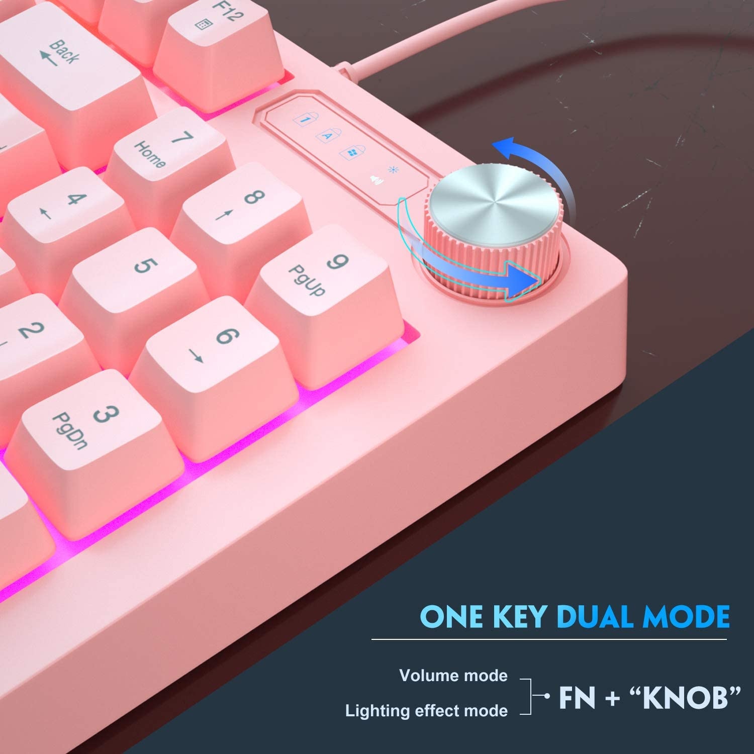 MageGee GT698 TKL Gaming Keyboard 89 Keys RGB Rainbow Backlit Computer Keyboard Anti-Ghosting USB Wired Gaming Keyboard for Windows Gaming PC Laptop (Pink)