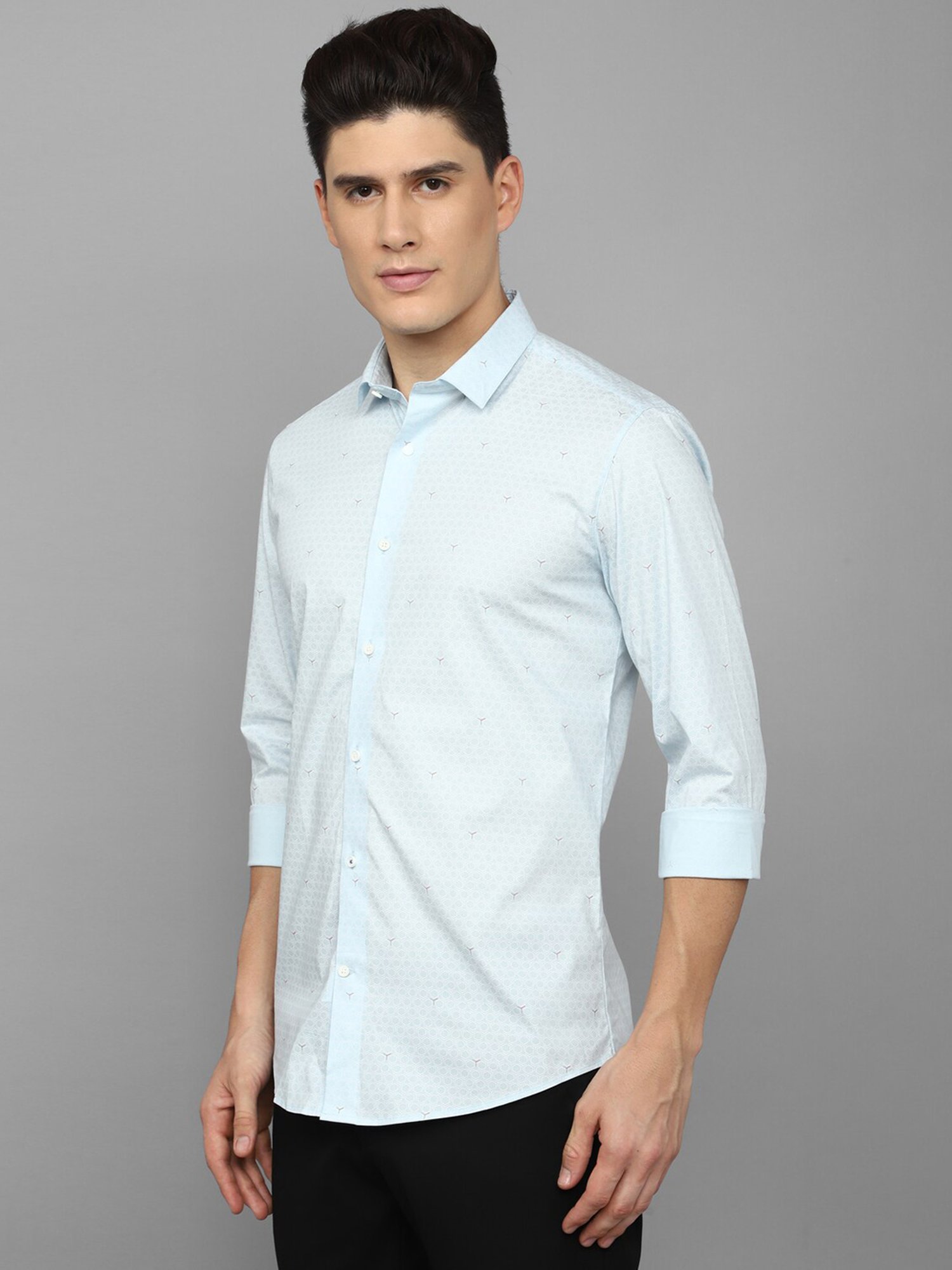 Louis Philippe Sport Light Blue Slim Fit Printed Shirt