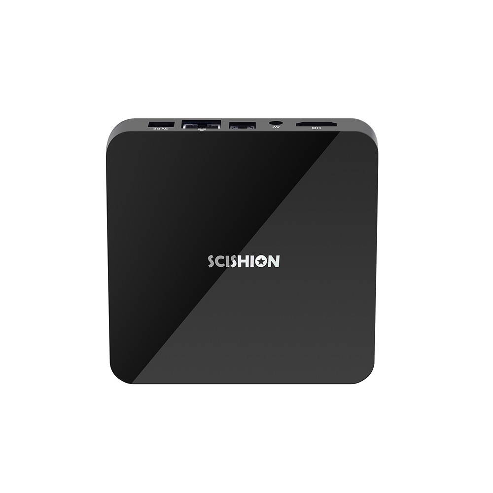 SCISHION AI TWO Smart Android 9.0 TV Box RK3328 Quad-core UHD 4K VP9 H.265 4GB+32GB 2.4G Wi-Fi BT4.0 HD Media Player LED Display Screen Video Player US Plug