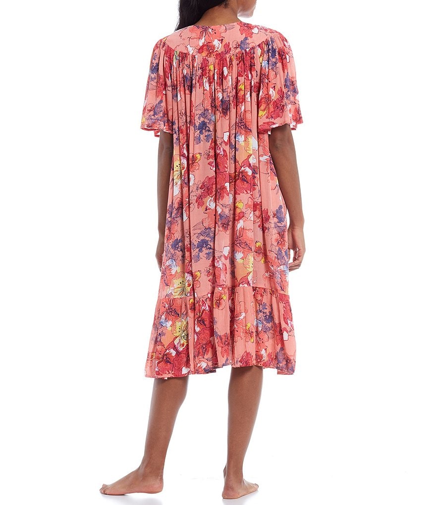 Go Softly Floral Bouquet Print Crinkled Woven Patio Dress