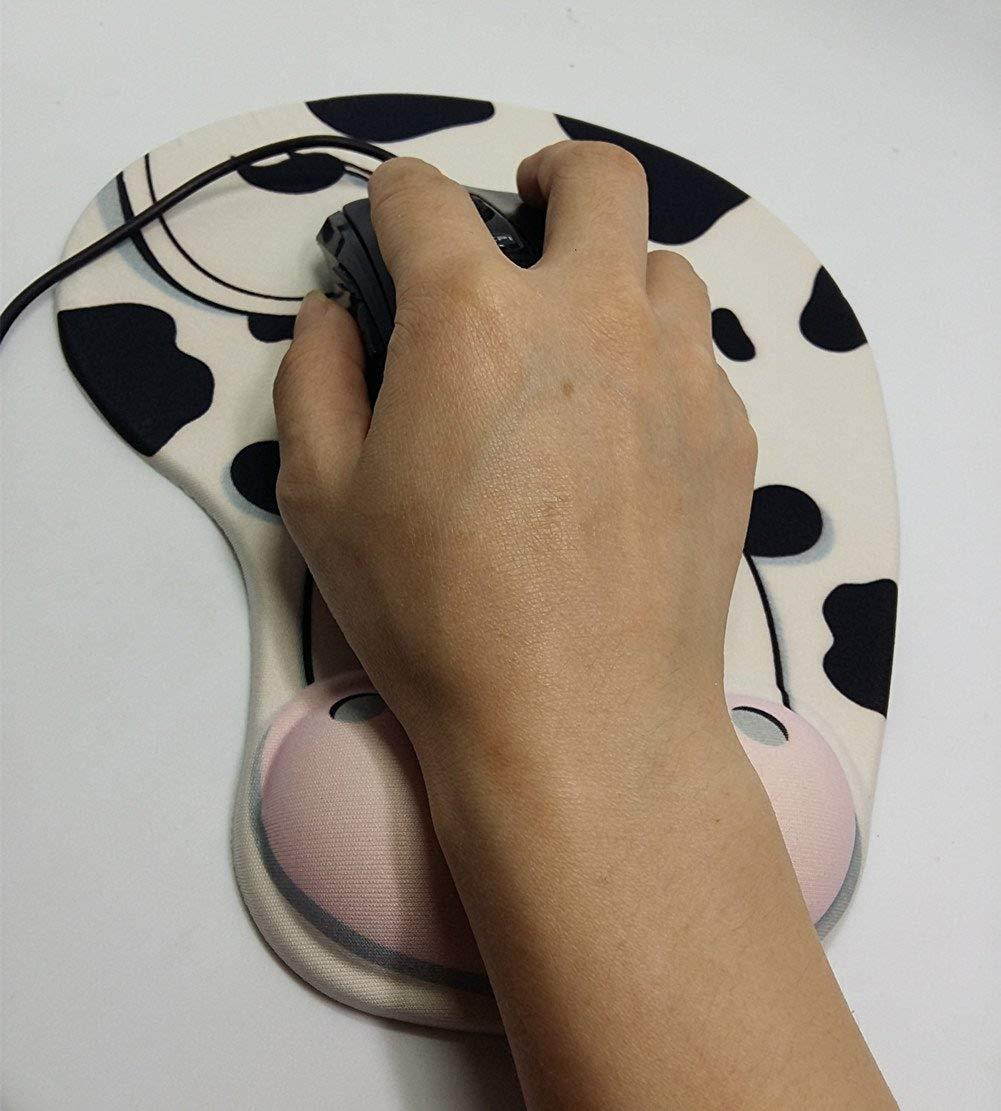 QTMY Silica Gel Cartoon Cow Mouse Pad Wrist Rest Hand pillow