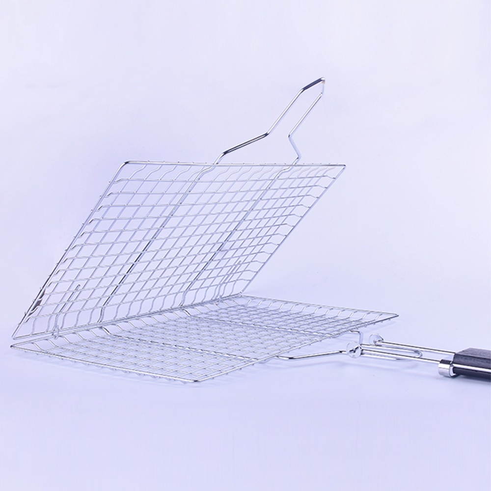 Grilling Basket Non-Stick Barbecue Basket Removable Heavy Duty BBQ Tools Grill Basket for Meats Fish Vegetables Steak