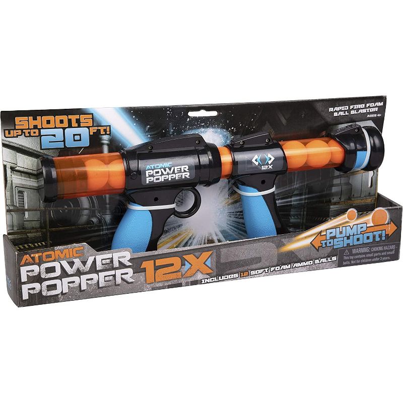 Hog Wild Atomic Power Popper Toy, Shoots Foam Balls - 12 Balls