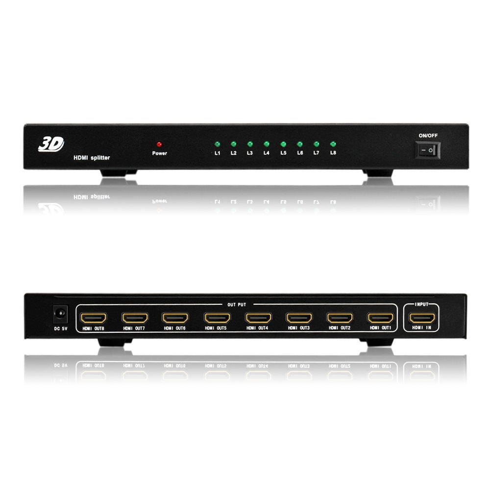 4K 1x8 HDMI Splitter, easyday 1 in 8 Out HDMI Splitter Audio Video Distributor Box Support Full HD 3D & 4K x 2K Compatible for Projector, HDTV, STB, DVD, PS3 Etc