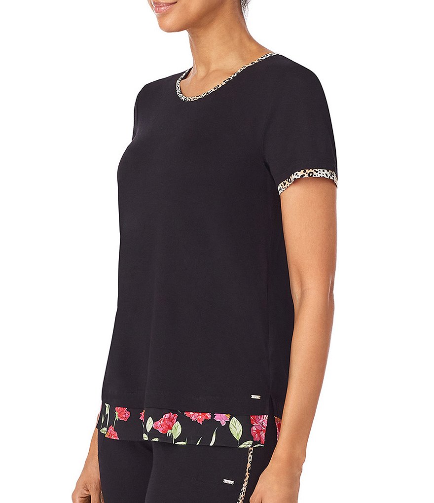 Kensie Solid Short Sleeve Jersey Knit Coordinating Sleep Top