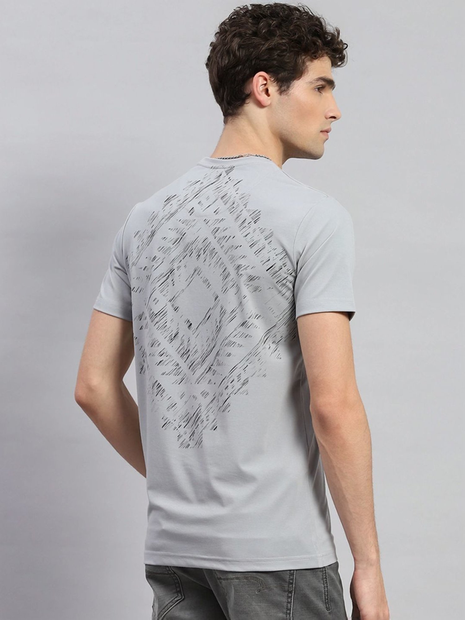 Monte Carlo Grey Regular Fit Printed T-Shirt