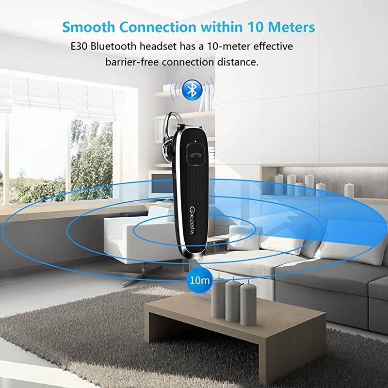 Bluetooth Earpiece Waterproof Wireless Headphone with Noise Cancelling Mic 30Hrs Talking inEar Headset HandsFree for iPhone Samsung DriverTrucker