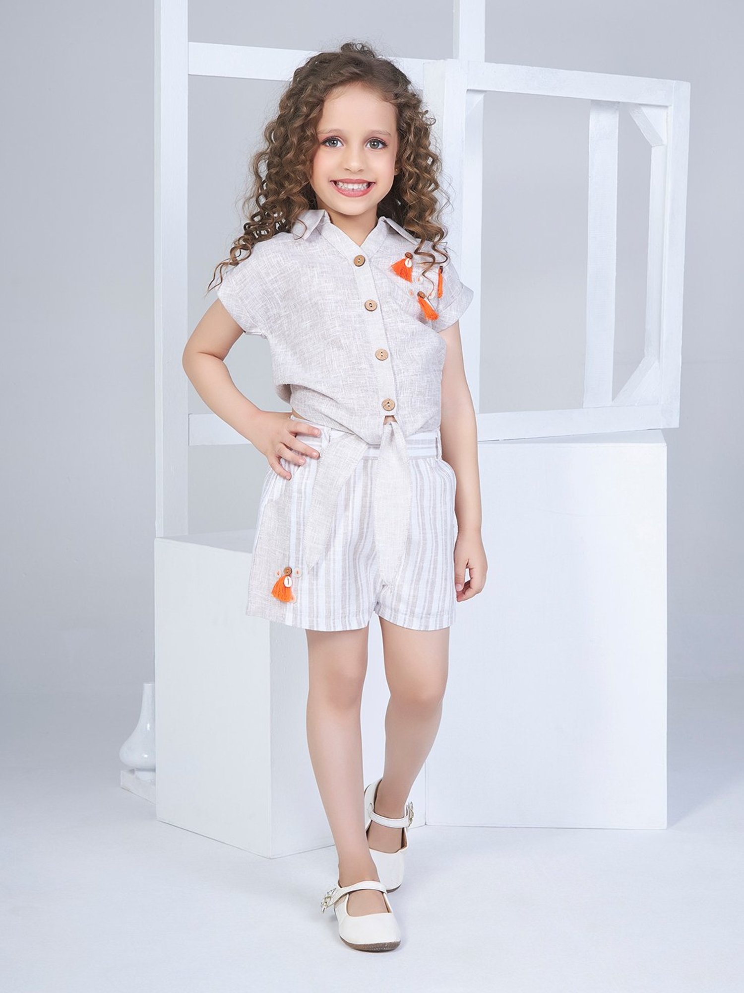 Peppermint Kids Purple & White Floral Print Top with Culottes