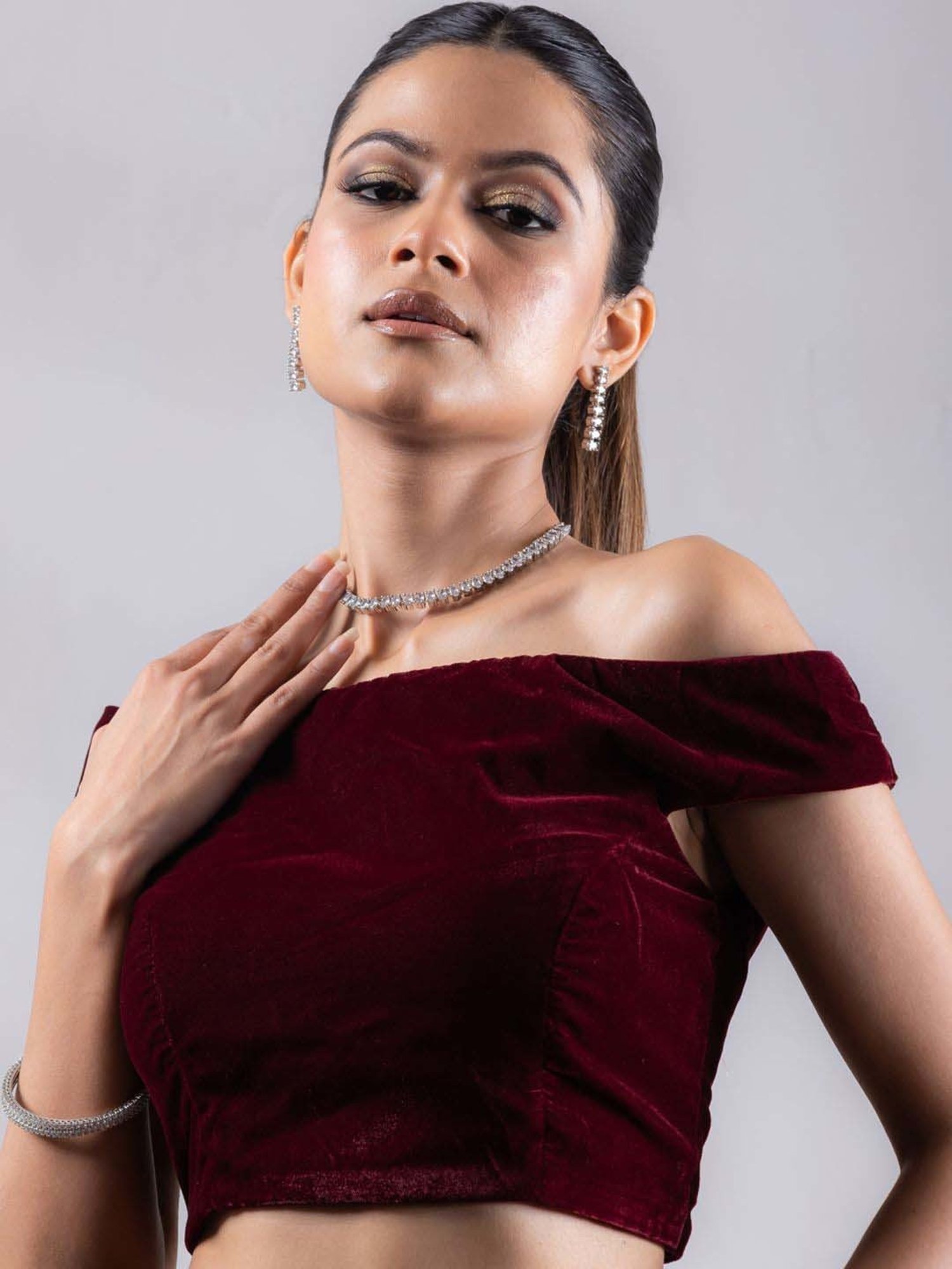 Swtantra Maroon Plain Readymade Blouse