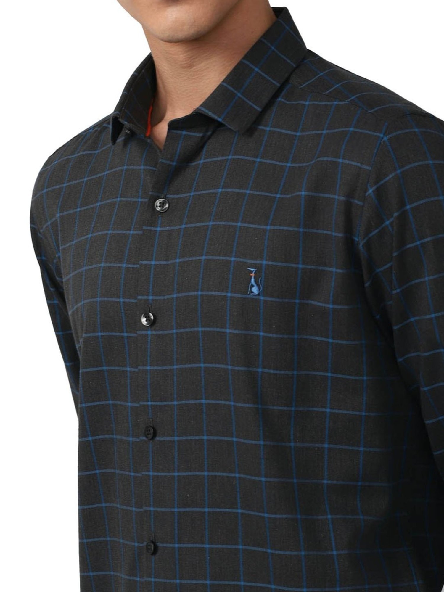 Simon Carter London Grey Checks Slim Fit Shirt