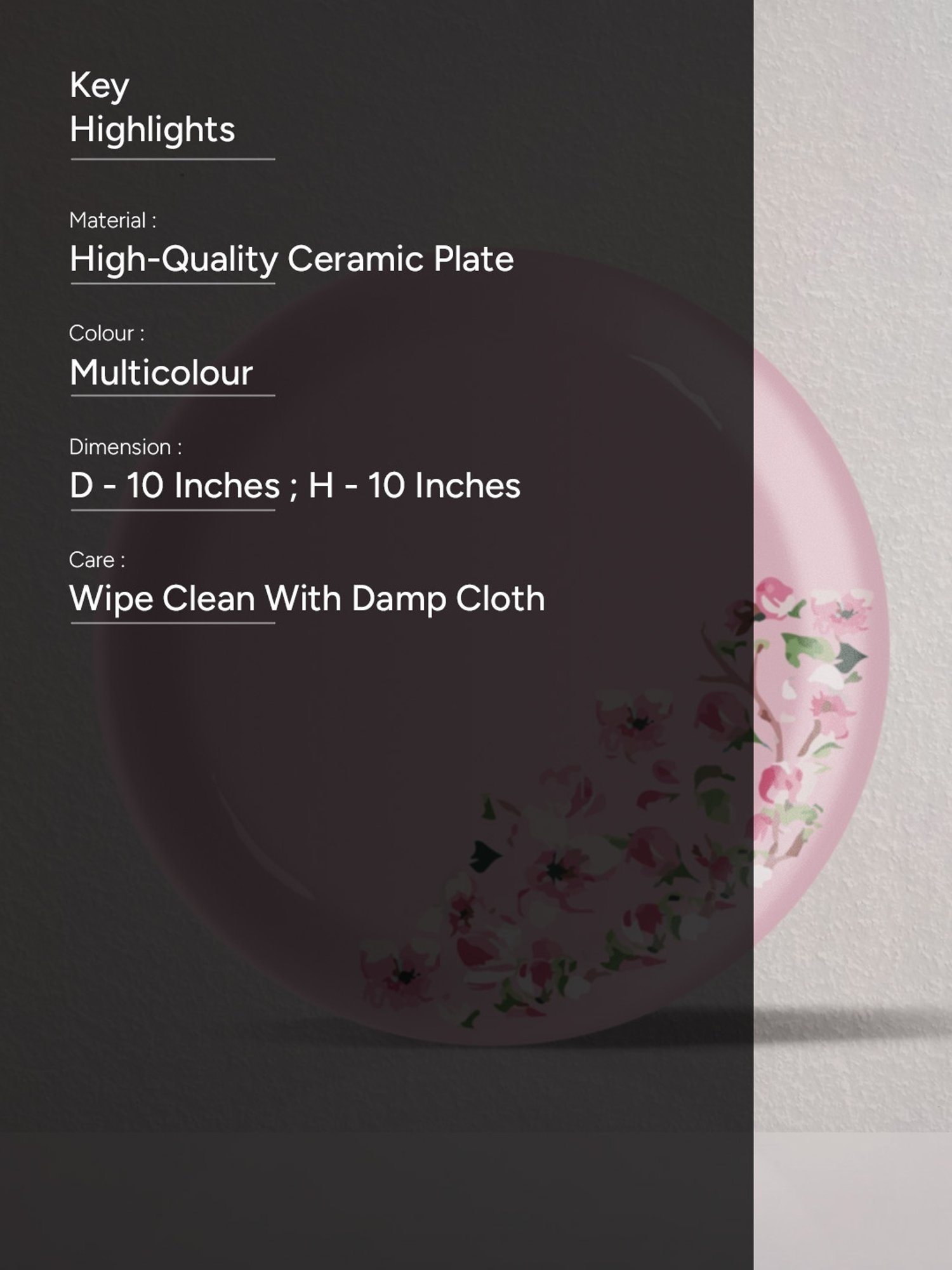 Nestroots Victorian Ditsy Printed Multicolor Porcelain Wall Plate