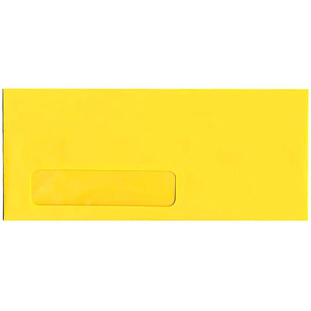 JAM PAPER #10 Business Colored Window Envelopes - 4 1/8 x 9 1/2 - Yellow Recycled - 50/Pack