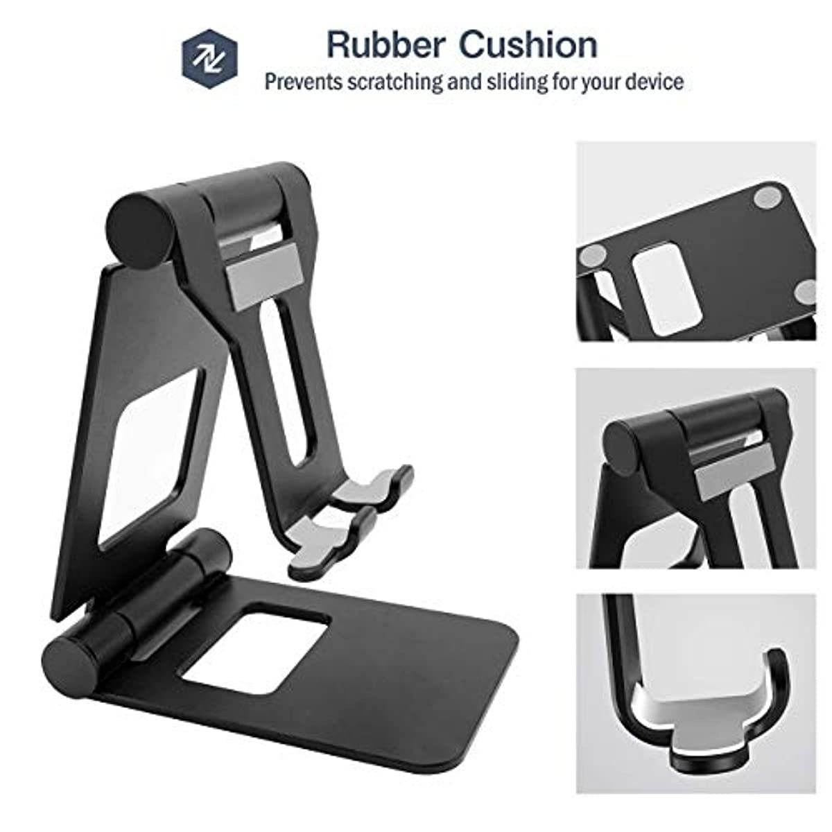 ProCase Black iPad Pro 12.9 Heavy Duty Rugged Case 2020 & 2018 Bundle with Black Foldable Cell Phone Stand Tablet Stand