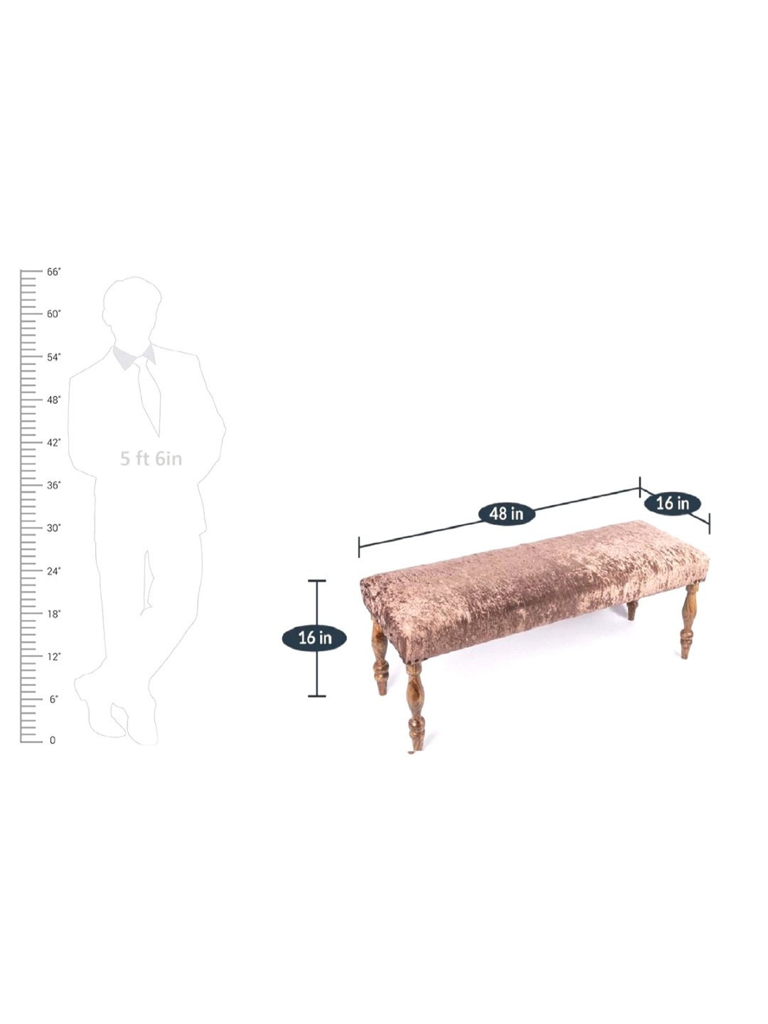 Ikiriya Cairo Solid Brown Wood 2 Seater Bench